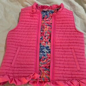 Girls Lilly Pulitzer Ruffled Vest quilted vest Like new
